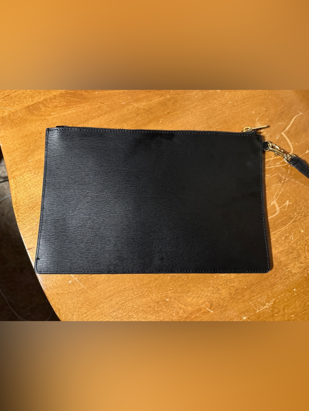 Ted Baker Black Leather Wristlet Clutch with Gold Logo Detail - Picture 2 of 3